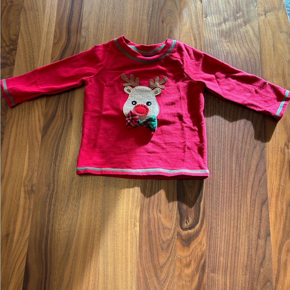 “Matt’s Scooter” Christmas/ Reindeer Baby Shirt, 6-9M, Red, EUC, Festive, Cute